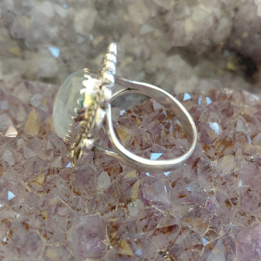 Sterling Silver Moonstone Vintage Style Statement Ring - Picture 13 of 15